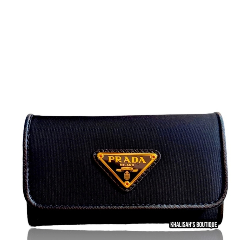 BNIB Rare Authentic Prada Tessuto Nylon Saffiano 6 Key Card Holder Wallet NWT - Picture 2 of 15